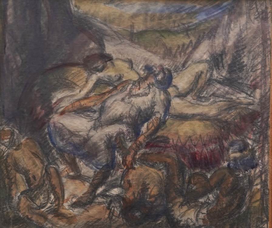 Gyula Derkovits, Hungarian (1894-1934), Deceased figures in a forest